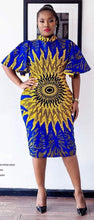 Load image into Gallery viewer, Women&#39;s African Clothing. Ankara Short Gown. African Print Dress. Royal Blue and Gold. African Party Dress. Wedding Guest Dress.