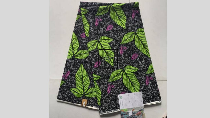 Fabric By 6 Yards| Ankara Fabric| African Print Fabric| Dashiki Fabric| Kitenge| Chartreuse Leafy Fabric| Wholesale| Handmade Craft Supplies