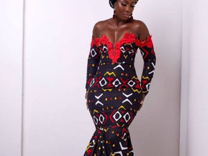 African Women's Clothing| Africa Print Wedding Gown| African Prom Gown| Wedding Guest Clothing| Ankara| Kitenge| Kente| Black Stars Handmade