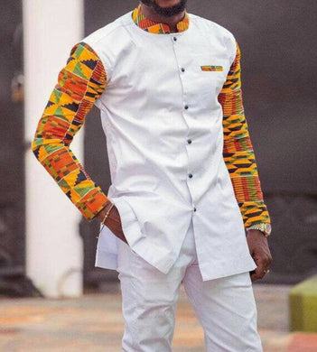 African Men's Shirt| Kente Top| Dashiki Outfit| Ankara Summer Outfit| Wedding Guest Suit| African Party Shirt| Black Stars Handmade