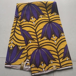 Six Yards African Fabric| Yellow Floral Wax Print| Ankara Print| Africa Material for Dress, Design, Sewing, Quilting, Upholstery