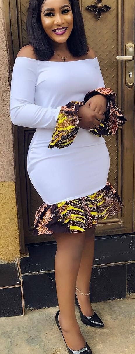 Women's African Clothing. Off the Shoulder Ankara Short Gown. African Print Dress. White Stretch. African Party Dress. Wedding Guest Dress. 15 Women's African Clothing. Off the Shoulder Ankara Short Gown. African Print Dress. White Stretch. African Party Dress. Wedding Guest Dress. 15