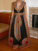 Load image into Gallery viewer, Women&#39;s African Clothing| Dashiki Maxi Gown| Africa Print Wedding Gown| Prom Gown| Wedding Guest Clothing| Maxi Dress| Black Stars Handmade