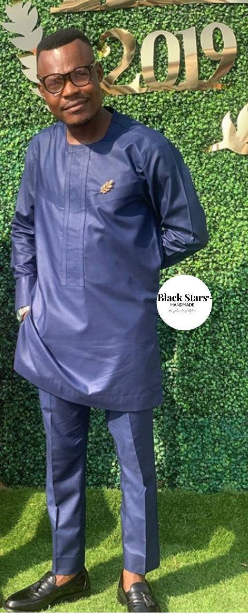 Blue African Mens Clothing for Events