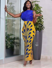 Load image into Gallery viewer, African Dashiki Dress For Women| African Wedding Gown| Prom African Gown| Wedding Guest Clothing| Black Stars Handmade