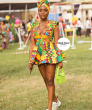 Load image into Gallery viewer, African Clothing|Women&#39;s African Wear|Kente Short Gown|Prom Mini Gown|African Print  Dress|Wedding Guest Outfit|Party Wear|Dashiki|Kente