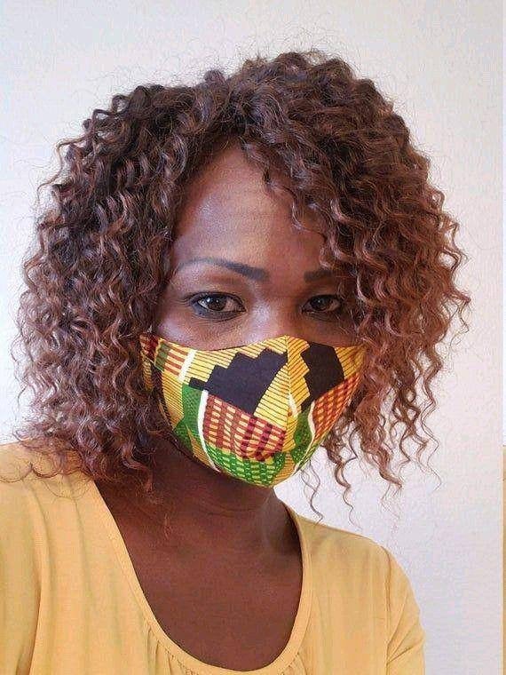 Deals 100% Brown African Kente Cotton facemask