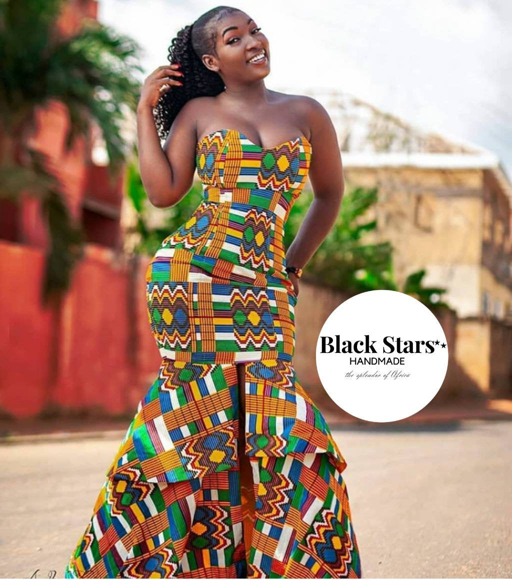 Kente Dresses, African Women Clothing, Women Fashion Dress, Kente