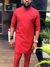 Load image into Gallery viewer, Dashiki Clothing for Men| Red Men&#39;s African Caftan| Wedding Guest Suit| Prom African Wear| African Groom| Ankara Attire| Gift For Him