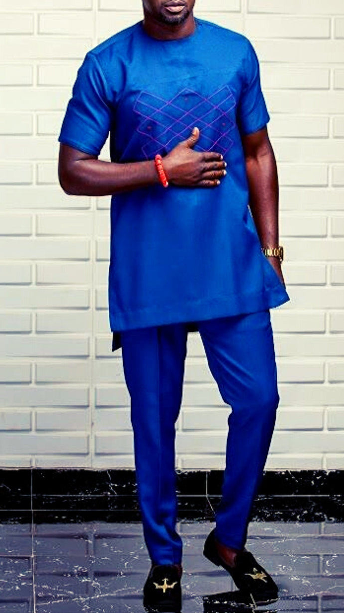 Royal Blue African Suit for Men| Dashiki Clothing for Men| Wedding Guest Suit| Prom African Wear| African Groom| Ankara Attire| Gift For Him