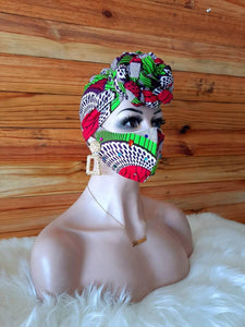 African Print Nose Mask with Matching Head Wrap For Sale| Stoned Ankara Face Mask| Dashiki Head Scarf| Wholesale and Bulk Orders Available.