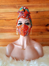 Load image into Gallery viewer, African Print Nose Mask with Matching Head Wrap Set For Sale| Ankara Face Mask| Dashiki Head Scarf| Wholesale and Bulk Orders Available.